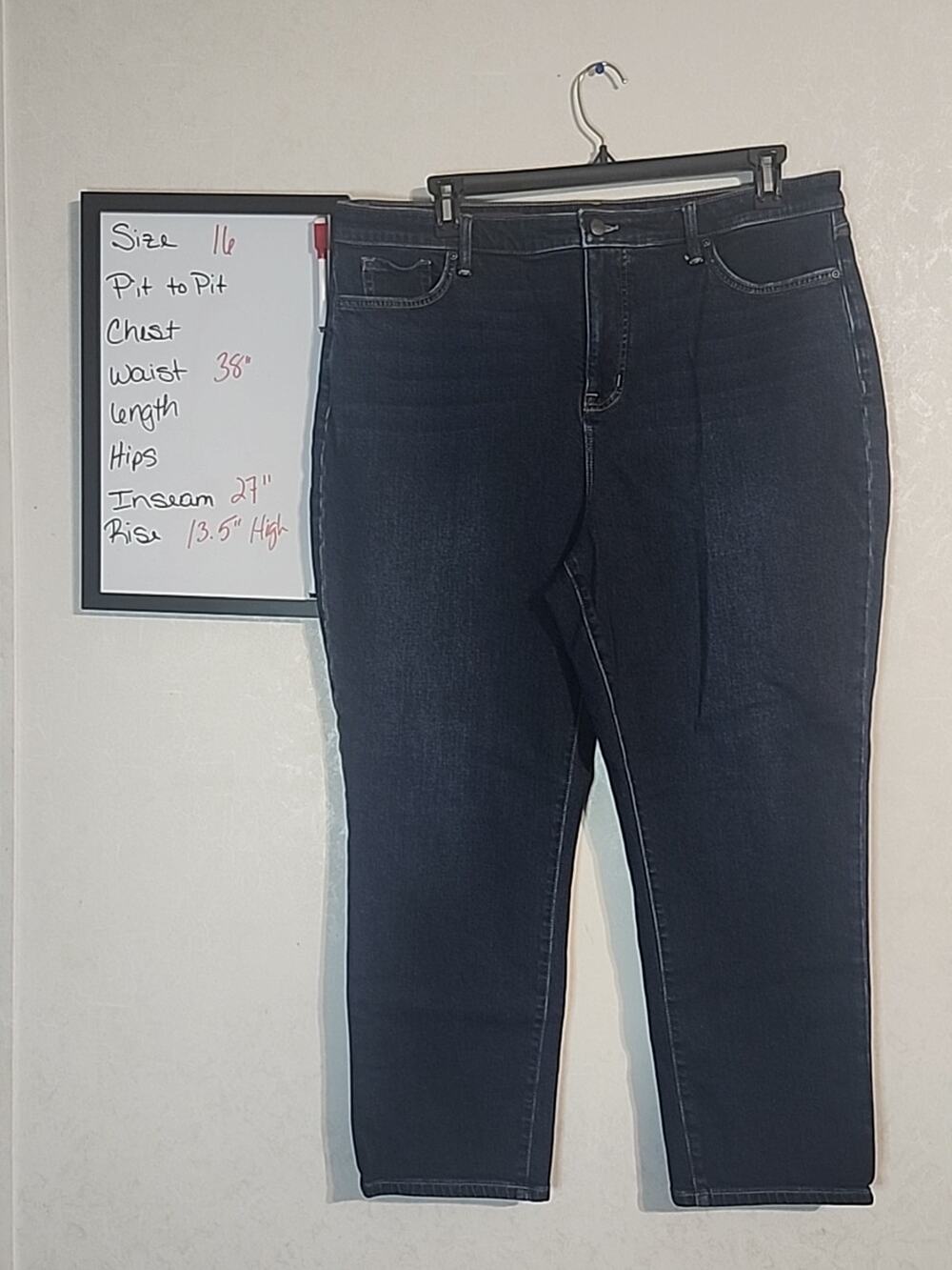 NYDJ Boyfriend Womens Jeans sz 16 Stretch Dark Wash Blue High Rise Bootcut